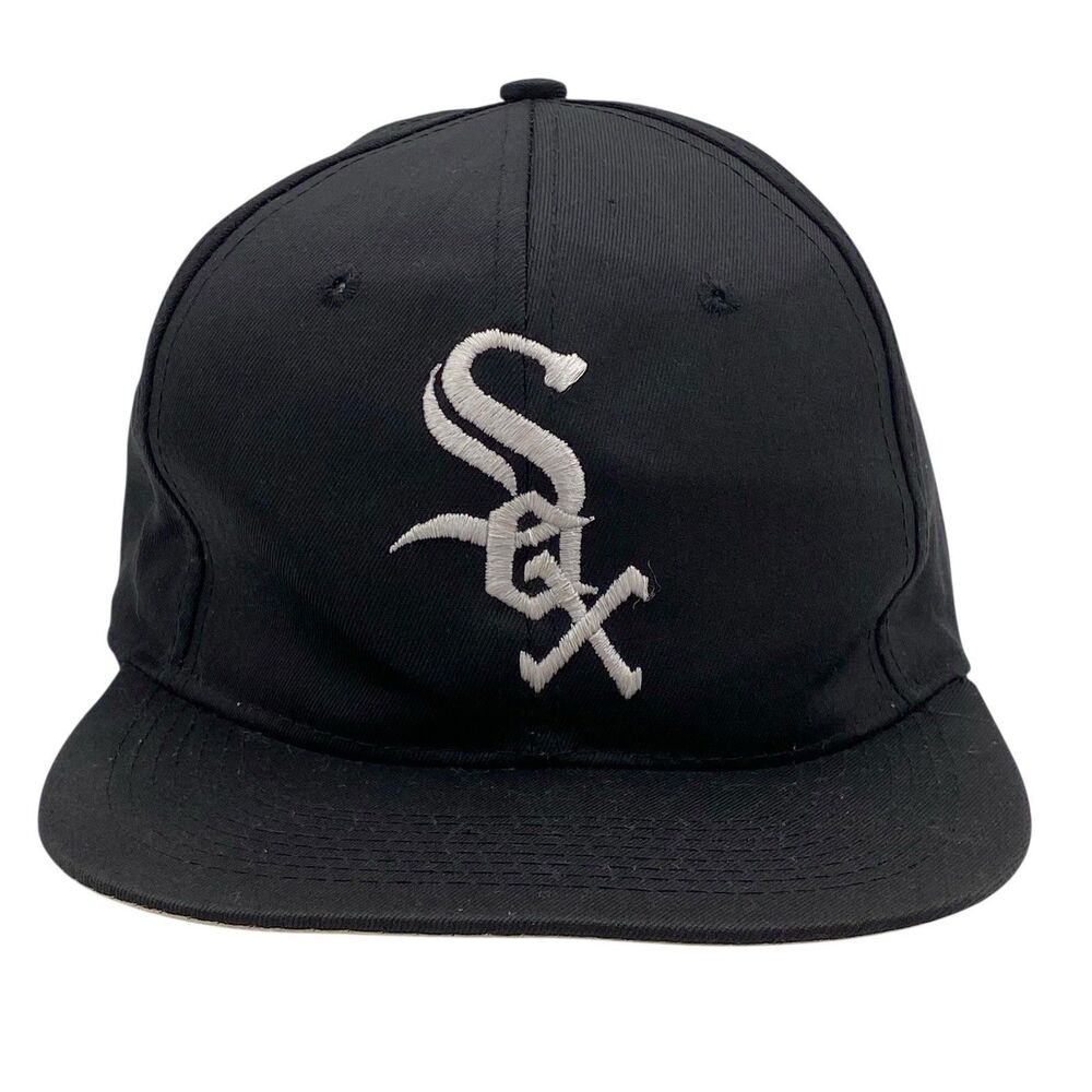 Vintage Logo 7 Chicago White‎ Sox Snapback Hat Plain Logo Black